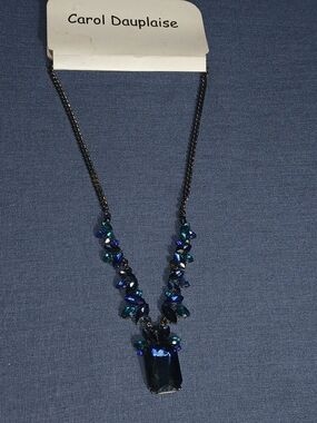 Carol Dauplaise Blue Crystal Statement Necklace